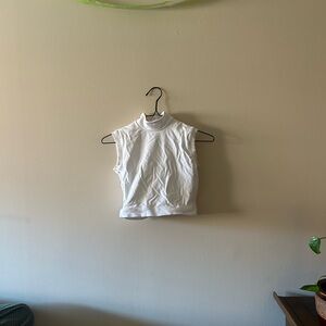 Cropped White Mock Neck Sleeveless Tank Top